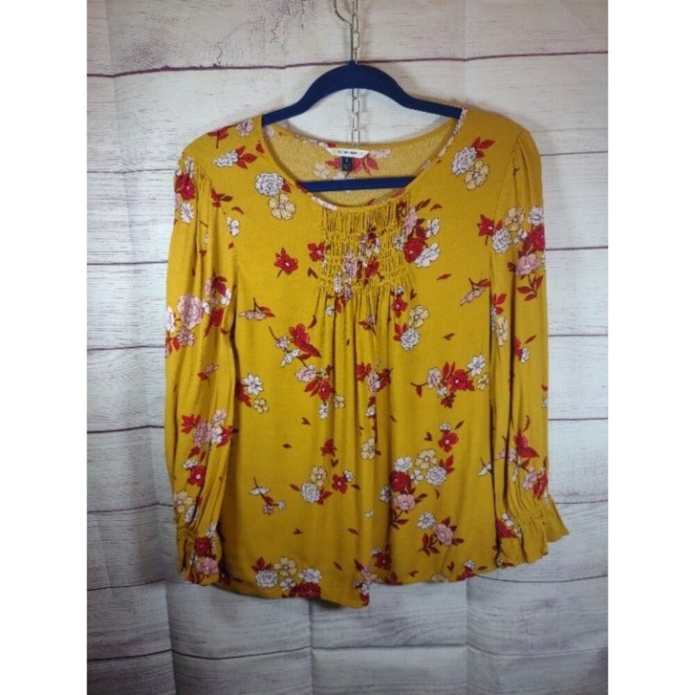 Nautica Jeans Co. Floral Smocked Top - Yellow/Pink/Red - Size S